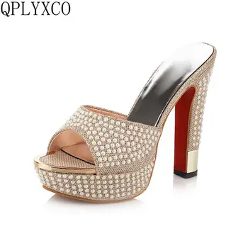 QPLYXCO Poletje Elegantne Sandale, ki modne Velike Velikosti 33-42 Dame Super Visoke Pete Copate svate, ženska, čevlji 666-7