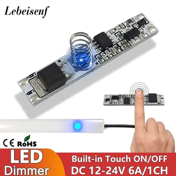 Mini vgrajeni Tip LED svetlobne Vrstice se Dotaknite Senzorja za Vklop/IZKLOP Krmilnika 6A 1Channel DC 12V 24V Aluminijasto Ploščo 10-100% Žarnice Dimmer