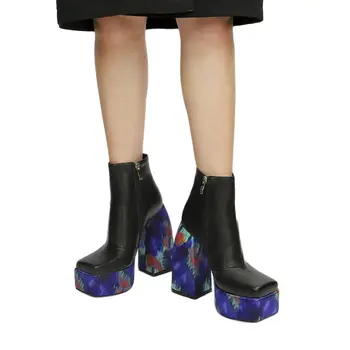 Blagovne znamke Oblikovalec Jeseni in Pozimi Škornji Verodostojno Modni Čevlji za Ženske Škornji Črni Debele Visoke Pete Platformo Sneg Škornji