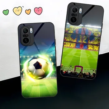 Nogomet Nogometno Žogo Design Primeru Telefon Za Xiaomi 13 12 X Redmi Opomba 10 11 S T Lite Pro POCO X3 M4 Kaljenega Stekla