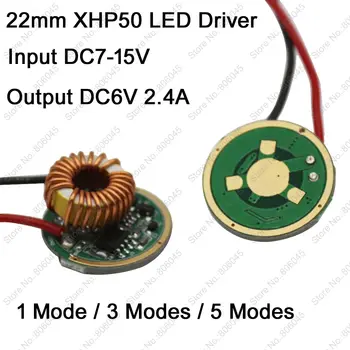 22 mm 5 3 Načini Načini 1 Način XHP50 LED Driver Vnos DC7-15V Izhodna DC6V 2.4 Uporabljena z Cree XHP50 6V LED Oddajnik Diode
