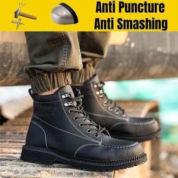 Neuničljiv Gradnje Varnost Škornji, Nepremočljiva Varnost Dela Čevlji Za Moške Anti-Punkcija Jekla Toe Copati Moški Škornji