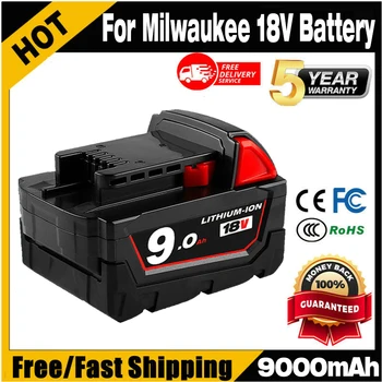 Polnilne Baterije Za Milwaukee M18B5 XC Litij-IONSKA Baterija 18v 9.0/6.0/12.0 Ah polnilec Za Milwaukee M18 12V~18V