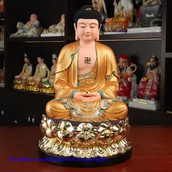 2024 Debelo Budizem slika zlati Šakjamuni Amitabha bude, kip DOMA Exorcism varnosti prinašajo SREČO, Blaginjo