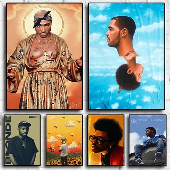 Pop Glasbe, Album Zajema Plakat Estetske Wall Art Okras Tyler 2pac Tupac Drake Hip Hop Rapper Platno, Tisk Kawaii Soba Dekor