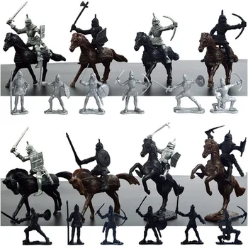 28pcs 3-Palčni Vitez Konj Vojak Igrače Vojsko Moških figuric Bojevniki Srednjeveški Vojakov, Vojaških oseb v Srednjem Veku Knights