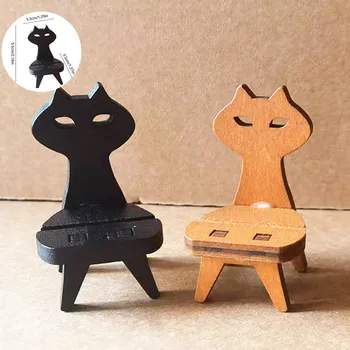 1PC Naravnih In Praktične Lesene Mačka Obliko Majhen Stol Stol Pohištvo Model Igrače, Lutke Miniaturnega Pohištva DIY Stol Obliko