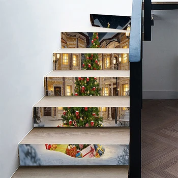 Nov Izdelek Božič Ustvarjalne Stopnišče Nalepke 3D Božično Drevo Hodniku, po Stopnicah Obnovo Dekoracijo Stenske Nalepke Za Dom