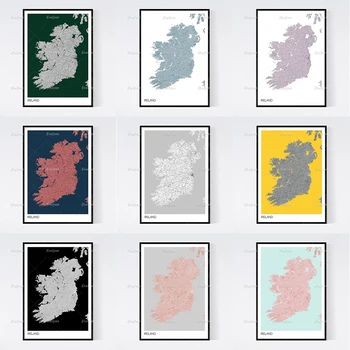 Irska Topografskih zemljevidov Skandinavski Retro Minimalism Slikarstvo Plakatov in Fotografij na Platno Hd Wall Art Modular Slika Domov Dekoracijo
