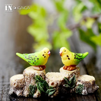 2pcs Mini Srčkan Papiga Ptice, Živali Model Mikro Pravljice Vrt Gnomes Dekoracijo Risanka Slika Igrače Miniature DIY Dodatki