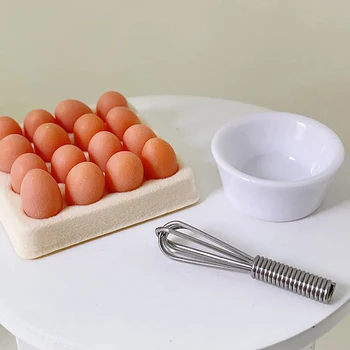 Lutke Miniaturni Eggbeater jajce pladenj Pretvarjamo, Igrajo Kuhinja Utensil za OB11 Barbies 1:12 Lestvici Lutka Dodatki, Igrača