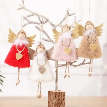 Nov Božični Okraski Obesek Božič Lep Ljubezen Plišastih Pero Angel Božično Drevo Ustvarjalne Obesek