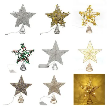 26 cm Božično Drevo Top Star LED Luči Vesel Cristmas Dekoracijo za Dom 2022 Xmas Tree Okraski Navidad Darila Noel 2023