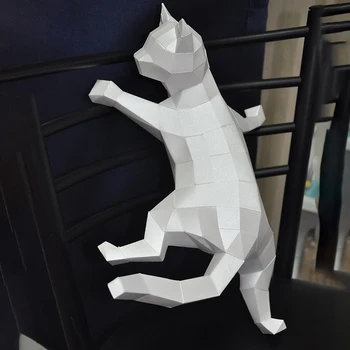 3D Papercraft Papir Spalna Mačka Beli Black Boy ' s Spalnica Wall Decor Art Dekoracije Doma Hodnik Stranka Dekoracije, naredi sam, Igrače