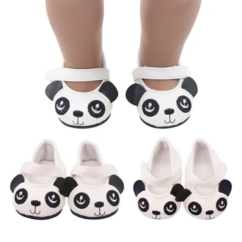 Lutka Čevlji Obleke Srčkan Panda Ročno izdelani Čevlji 7cm Čevlji Za 18 Inch American&43 cm Baby Novo Rojen Lutka Pribor Dekle'Toy DIY