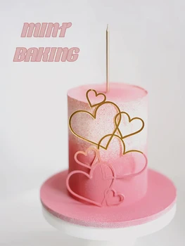 Valentinovo Torto Dekoracijo Srca K Srcu Poročna Torta Pokrivalo Ins Enostavno Votlo Velikost Ljubezen Akril Dekor za Dekle Rojstni dan