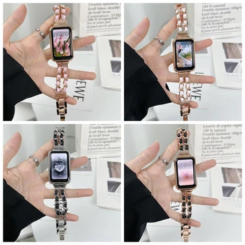 Za Xiaomi Mi Band 7 Pro Traku Luksuznih Modnih Dvojno Usnje Iz Nerjavečega Jekla Manšeta Zapestnica Miband 7 Pro Zamenjavo Watchband