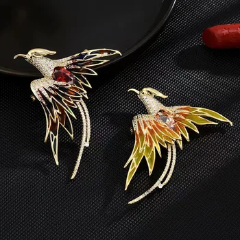 Korejska različica nove modne emajl barva Phoenix broška luksuzni high-end živali corsage pin plašč dodatki