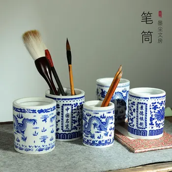 Orodja Kaligrafije Jingdezhen Modre in Bele Porcelanaste Kitajski Kitajski zmaj keramike pero, držalo krtače za posodo