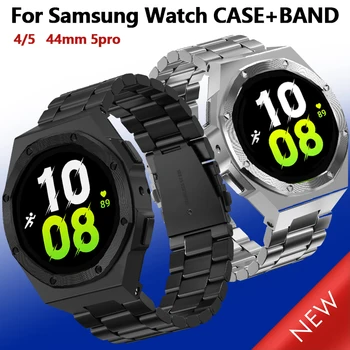 Luksuzni Primeru Model Komplet za Samsung Galaxy Watch 4 5 Pro 44 Robustno Zaščitno Kovinsko Odbijača Jekla trakovi model za Moške Wome