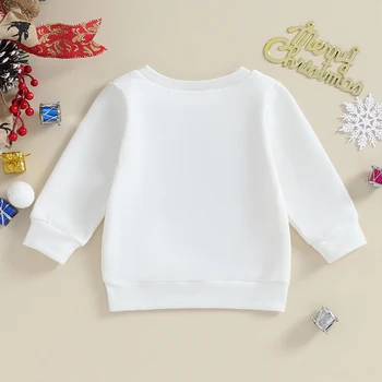 Baby Božič Sweatshirts Retro Dolg Rokav Pismo Tiskanja Puloverji Novorojenčka Pozimi Vrhovi