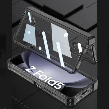 Pregledna Odbijača Kotu Ohišje Za Samsung Galaxy Ž Krat 5 5 G Fold5 CaseClear Celoten Tečaj Zaščitni Pokrov, s Sprednje Steklo Film