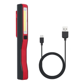 COB Polnilna Delo Svetlobe, Micro USB Vrtljiva Svetilka Pregled Razsvetljave Orodje Modra