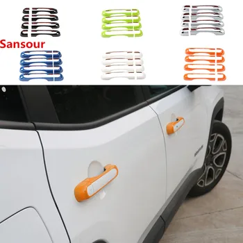 Sansour ABS Avto Zunanja Vrata Ročaj Kritje Dekoracijo Nalepke, Dodatki Za Jeep Renegade 2015-2017 Avto Styling