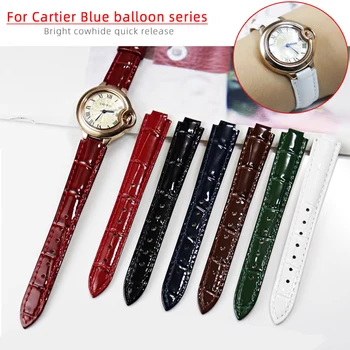 Svetlo Pravega usnja watchband Za Cartier Blue balon cowhide hitro sprostitev Watch trak 14 mm 16 mm 18 m Konveksna Ženska Zapestnica