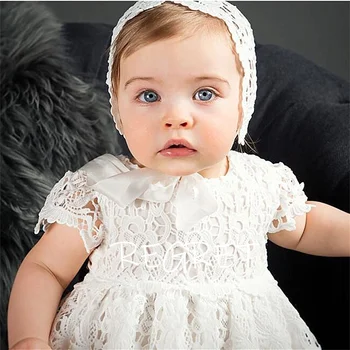 Bela Baby Dekleta Krst Halje, Obleke Novorojenega Otroka, Krst Obleke Princess Čipke 1. letnik Rojstni dan Obleko
