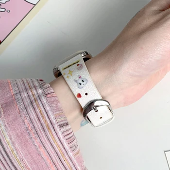 Usnje tiskanja ženske trak za Apple Watch Ultra 41mm 38 40 mm 45 44 42mm 49 mm band correa za iWatch serije 8 7 6 5 4 se zapestnica