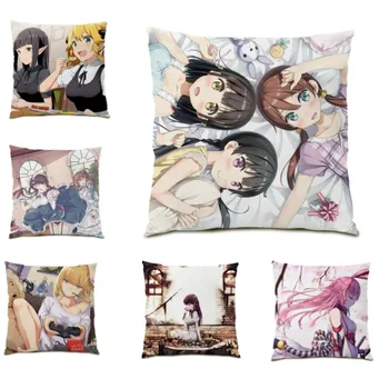 Japonski Kvadratnih Pillowcases Dnevna Soba Dekor Srčkan zapnite 45x45 45x45 Anime Prevleke Žamet Darilo F2501