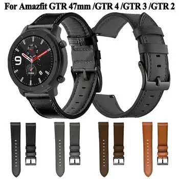 Za Amazfit GTR 47mm 42mm Usnjeni Trak Watchband 22 mm 20 mm Smartwatch Band Za Amazfit GTS 4 2 2e Mini Bip 3 Pro Traku Zapestnica