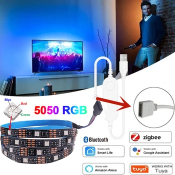 Smart Zigbee USB LED Trakovi, RGB Svetlobe 5050 5V Tuya Wifi Bluetooth Nadzor Svetlobe Led TV Lučka za Osvetlitev Dela Z Alexa googlova Domača stran