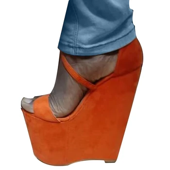 SHOFOO obutev Moda za ženske visoko peto sandale. Približno 15 cm višina pete. Antilop . Klini nagnila sandale. Poletje ženske čevlje.